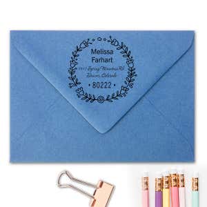 Flower Wreath Address Stamp Imprint Example