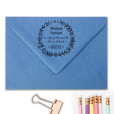 Flower Wreath Address Stamp - alternate view