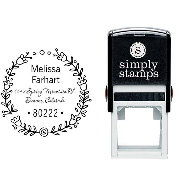 Flower Wreath Address Stamp Body and Design