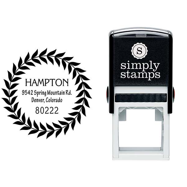 Hampton Leaf Wreath Address Stamp Body and Design