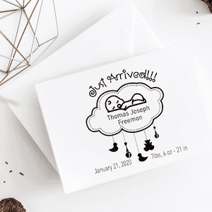 Just Arrived Baby Mobile Announcement Imprint Example