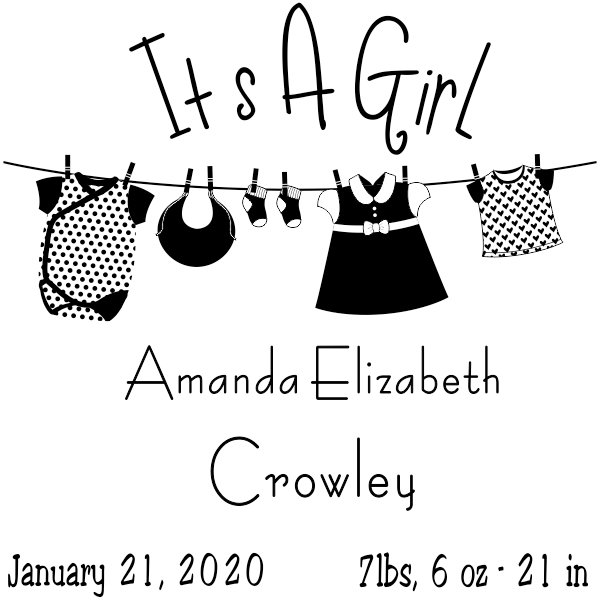 It's A Girl Clothes Line Rubber Stamp