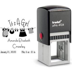 It's A Girl Clothes Line Rubber Stamp Body and Design