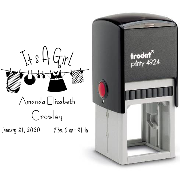 It's A Girl Clothes Line Rubber Stamp Body and Design
