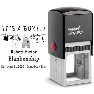 It's A Boy Clothes Line Rubber Stamp Body and Design