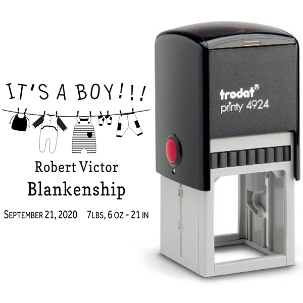 It's A Boy Clothes Line Rubber Stamp Body and Design