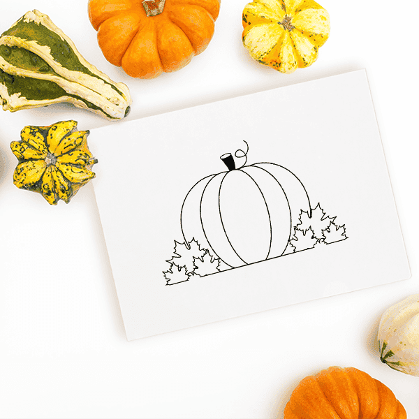 Pumpkin and Leaves Craft Stamp Imprint Example