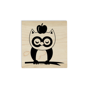Owl on a Branch with Apple Craft Stamp Body and Design
