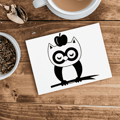 Owl on a Branch with Apple Craft Stamp - alternate view