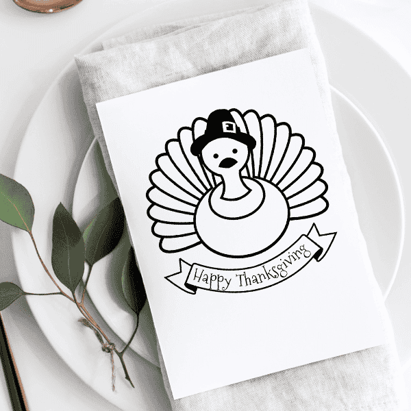 Happy Thanksgiving Pilgrim Turkey Craft Stamp Imprint Example
