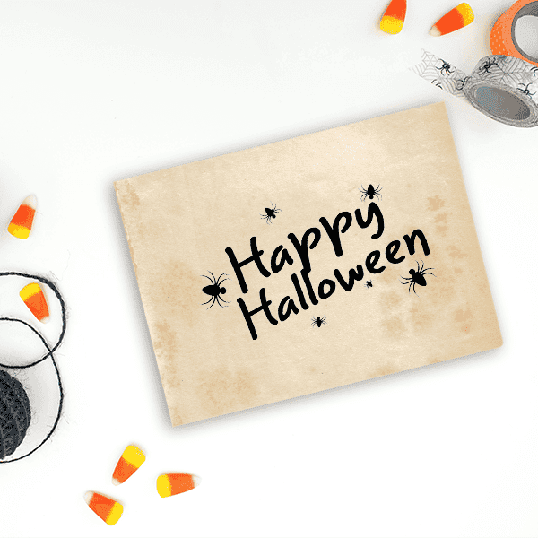 Spiders Happy Halloween Craft Stamp Imprint Example