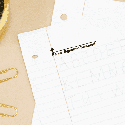 Parent Signature Required Arrow Teacher Stamp - alternate view
