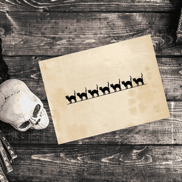 Line of Black Cats Craft Stamp Imprint Example