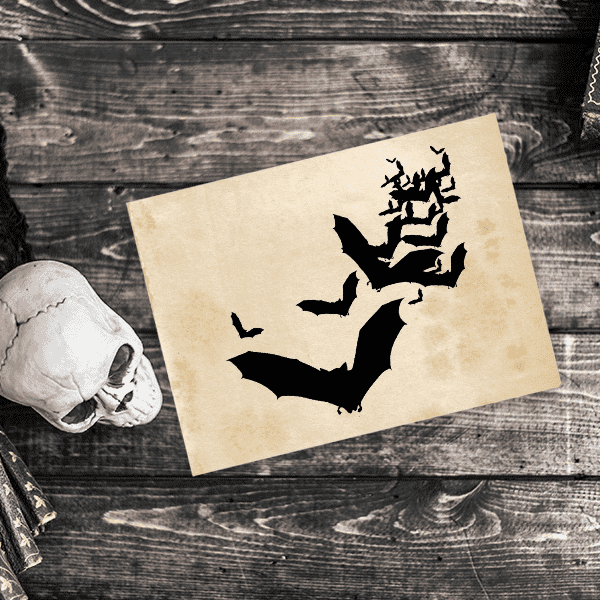 Lots of Flying Bats Craft Stamp Imprint Example