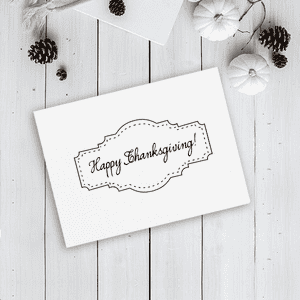 Happy Thanksgiving! Stitched Craft Stamp Imprint Example