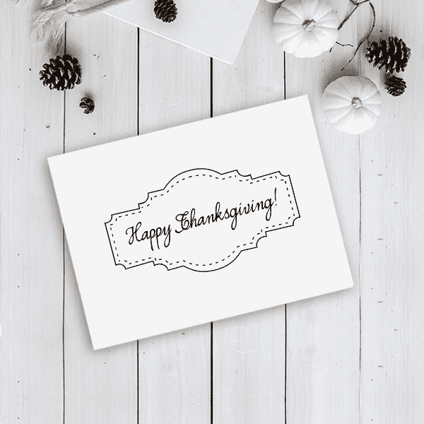 Happy Thanksgiving! Stitched Craft Stamp Imprint Example
