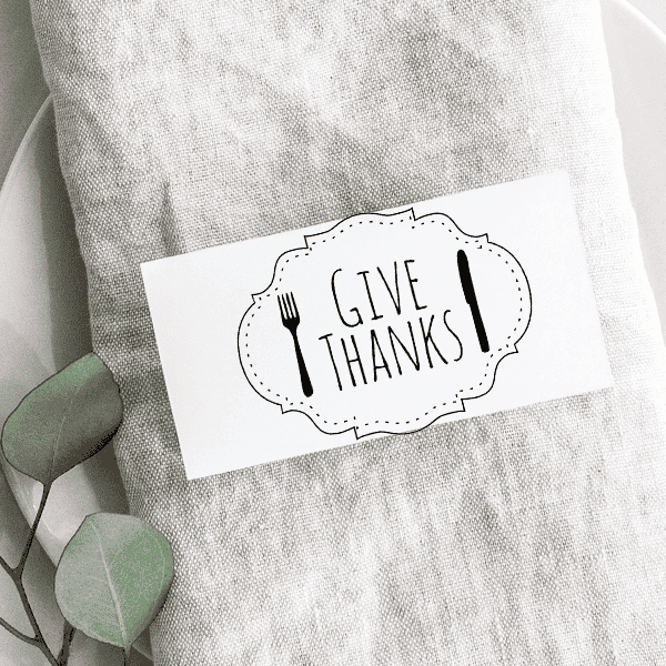 Give Thanks Fork and Knife Craft Stamp Imprint Example