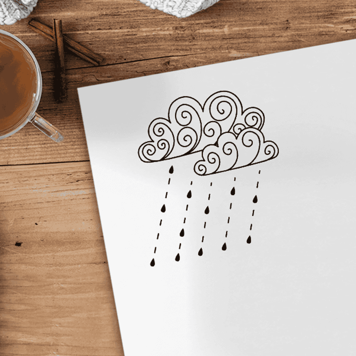 Fall Rain Storm Craft Stamp Imprint Example