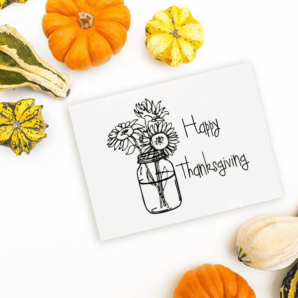 Happy Thanksgiving Sunflowers Craft Stamp Imprint Example