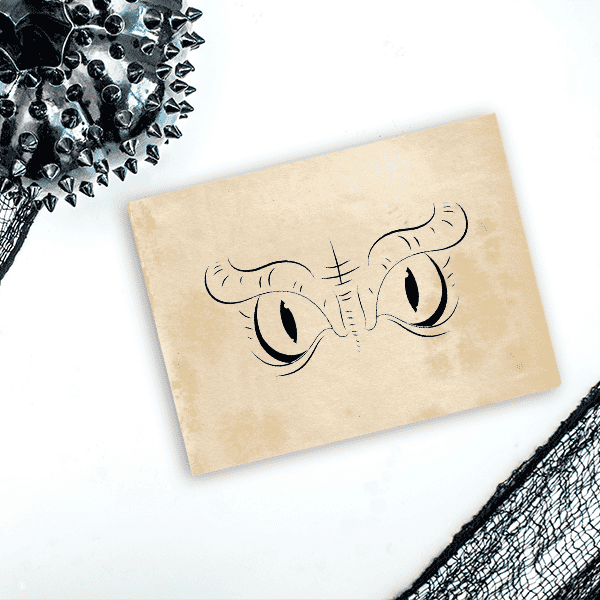Evil Owl Eyes Craft Stamp Imprint Example