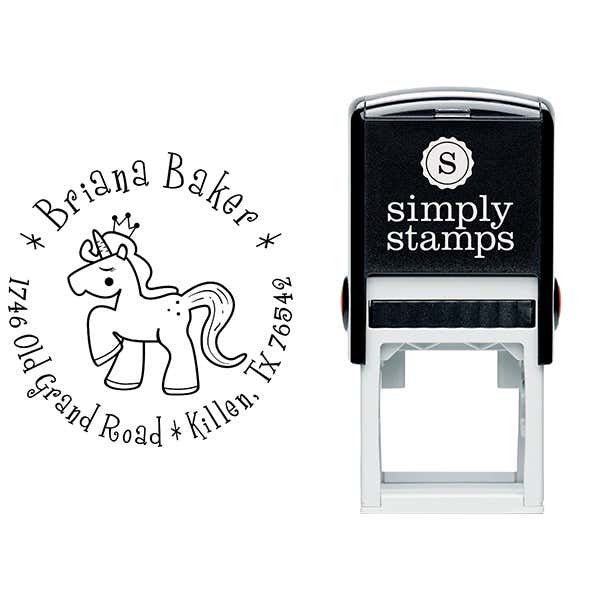 Unicorn Princess Return Address Stamp Body and Design