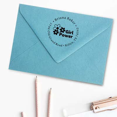 Girl Flower Power Return Address Stamp - alternate view