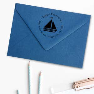 Sailboat Return Address Stamp Imprint Example