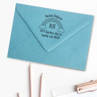 Rainbow Monogram Return Address Stamp - alternate view