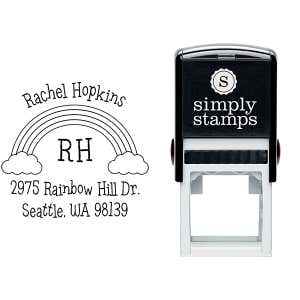 Rainbow Monogram Return Address Stamp Body and Design