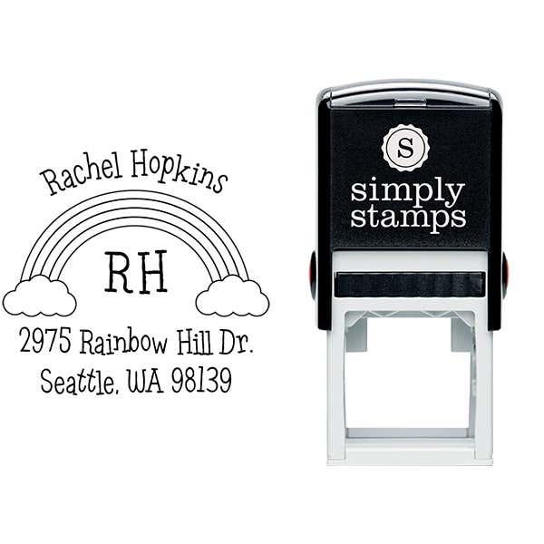 Rainbow Monogram Return Address Stamp Body and Design