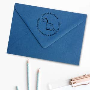 Stuffed Dinosaur Return Address Stamp Imprint Example