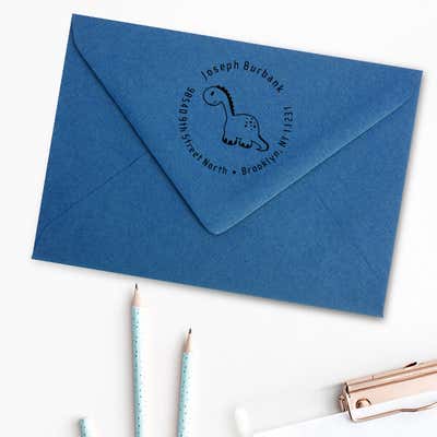 Stuffed Dinosaur Return Address Stamp - alternate view