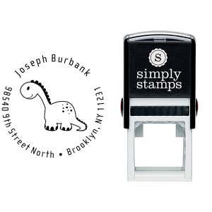 Stuffed Dinosaur Return Address Stamp Body and Design