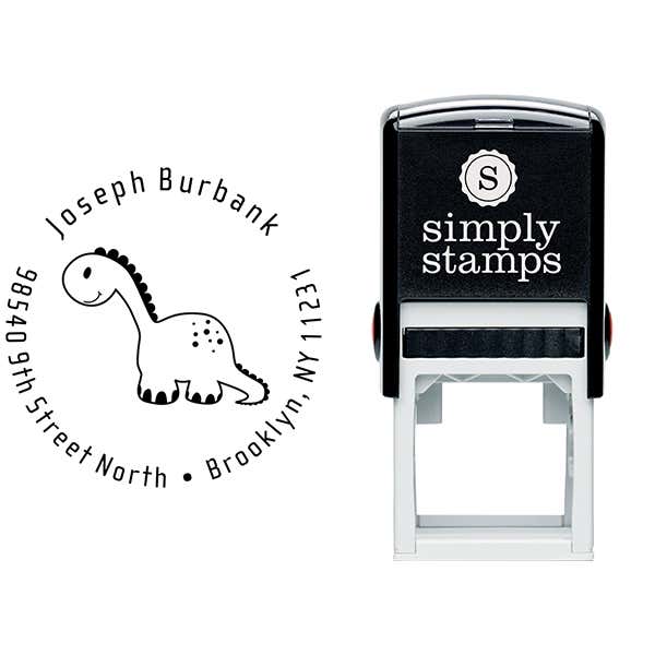 Stuffed Dinosaur Return Address Stamp Body and Design