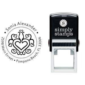 Hearts Galore Return Address Stamp Body and Design