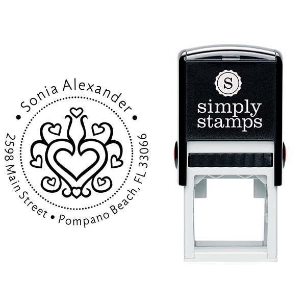 Hearts Galore Return Address Stamp Body and Design