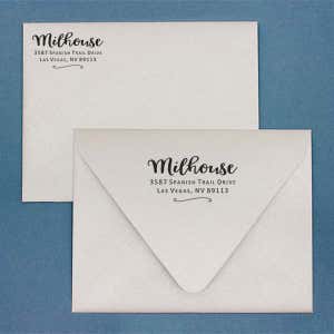 Milhouse Script Return Address Stamp Imprint Example