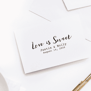Love is Sweet Wedding Couple Rubber Stamp Imprint Example