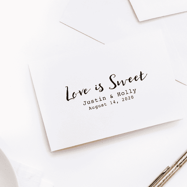 Love is Sweet Wedding Couple Rubber Stamp Imprint Example