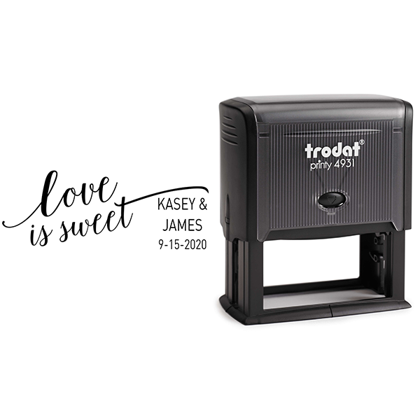Love is Sweet Wedding Date Rubber Stamp Body and Design
