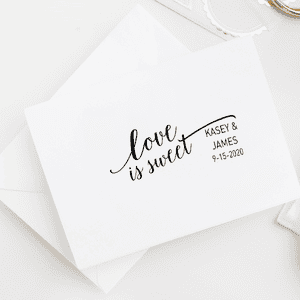 Love is Sweet Wedding Date Rubber Stamp Imprint Example