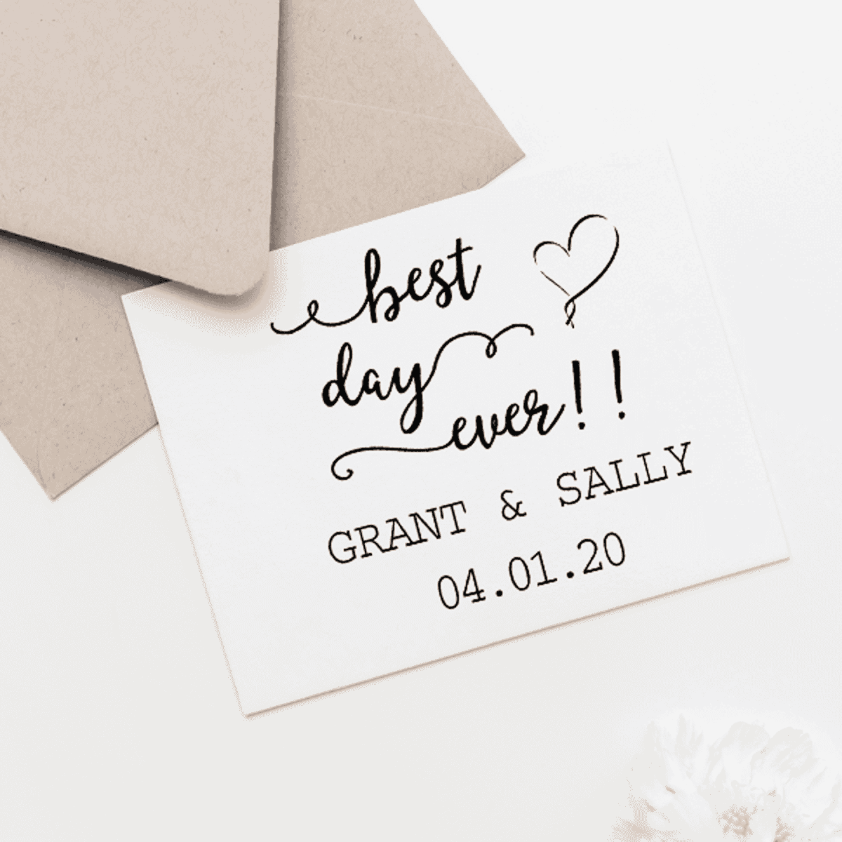 Best Day Ever Wedding Rubber Stamp Imprint Example