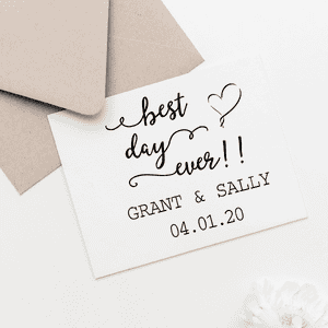 Best Day Ever Wedding Rubber Stamp Imprint Example