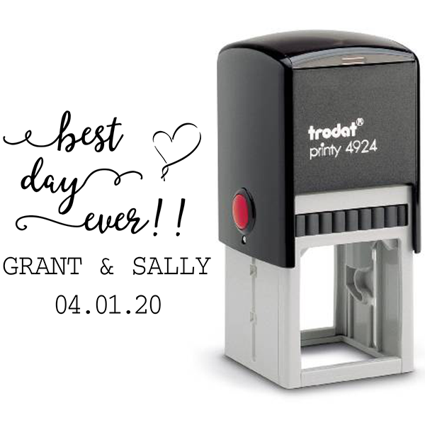 Best Day Ever Wedding Rubber Stamp Body and Design