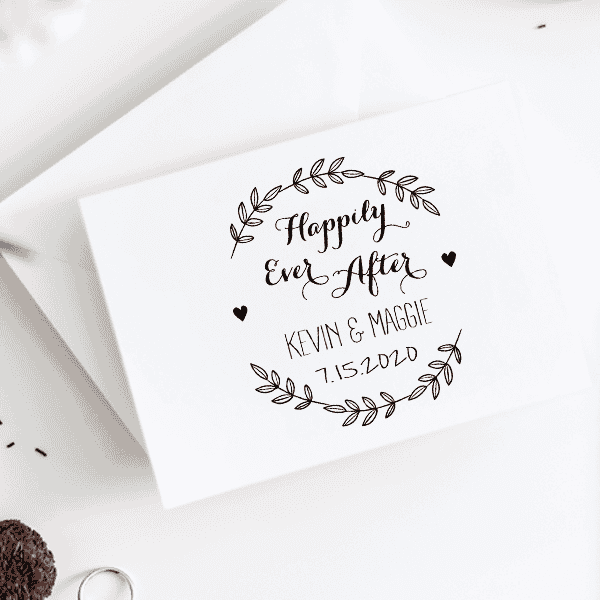 Happily Ever After Wedding Stamp Imprint Example