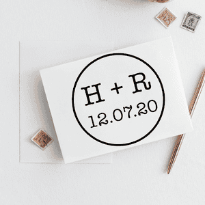 Engaged Couple Circle Wedding Stamp Imprint Example