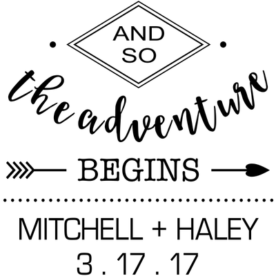 And The Adventure Begins Wedding Stamp - alternate view