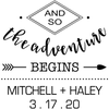 And The Adventure Begins Wedding Stamp