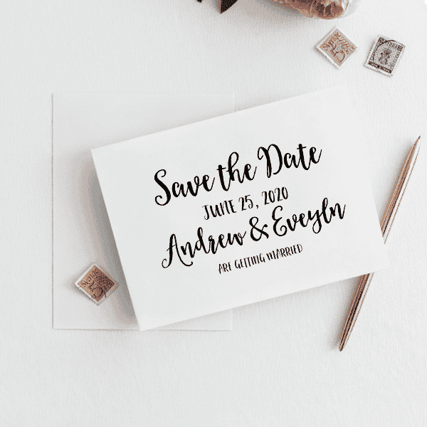 Save the Date Announcement Rubber Stamp Imprint Example