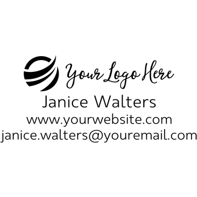 Custom Rectangle Logo Stamp with 3 Lines of Text - alternate view